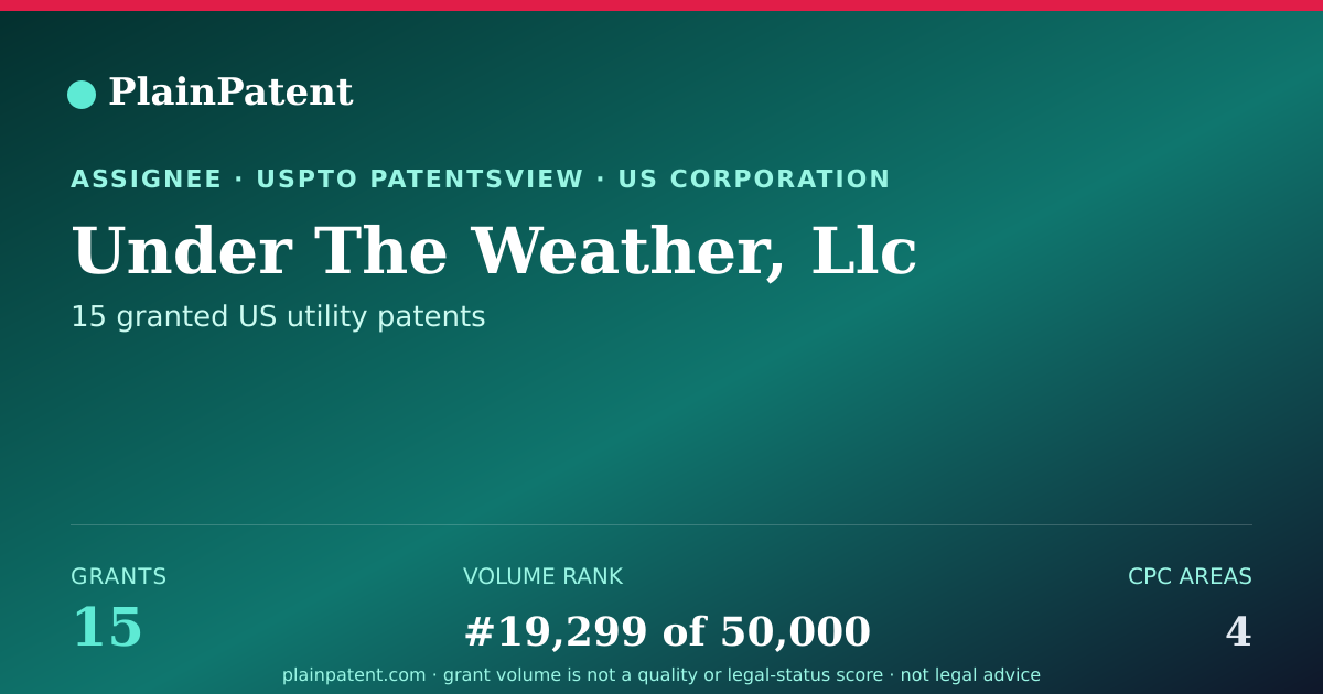 Shareable card for Under The Weather, Llc Patent Portfolio
