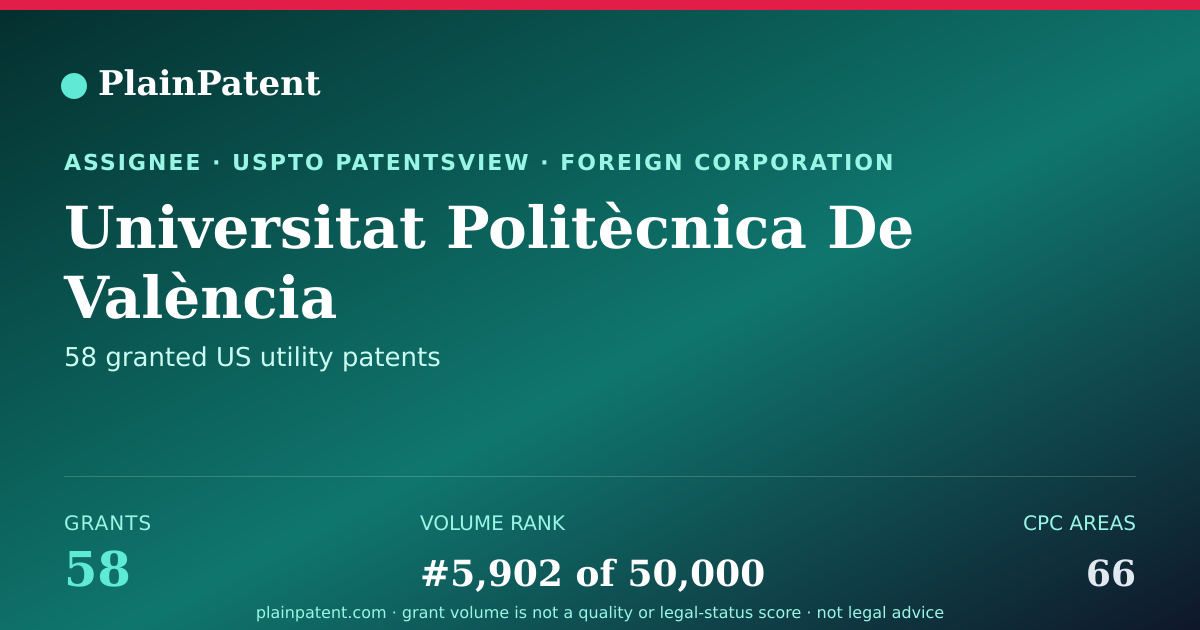 Shareable card for Universitat Politècnica De València Patent Portfolio