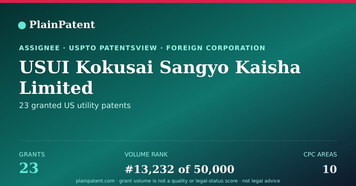 Shareable card for USUI Kokusai Sangyo Kaisha Limited Patent Portfolio