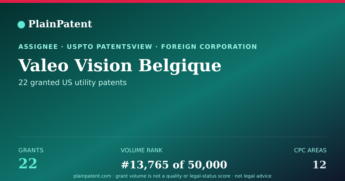 Shareable card for Valeo Vision Belgique Patent Portfolio