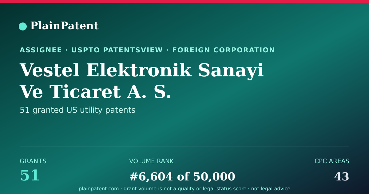 Shareable card for Vestel Elektronik Sanayi Ve Ticaret A. S. Patent Portfolio