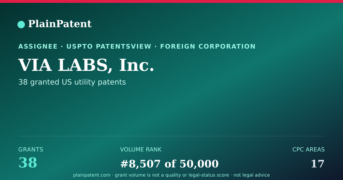 Shareable card for VIA LABS, Inc. Patent Portfolio