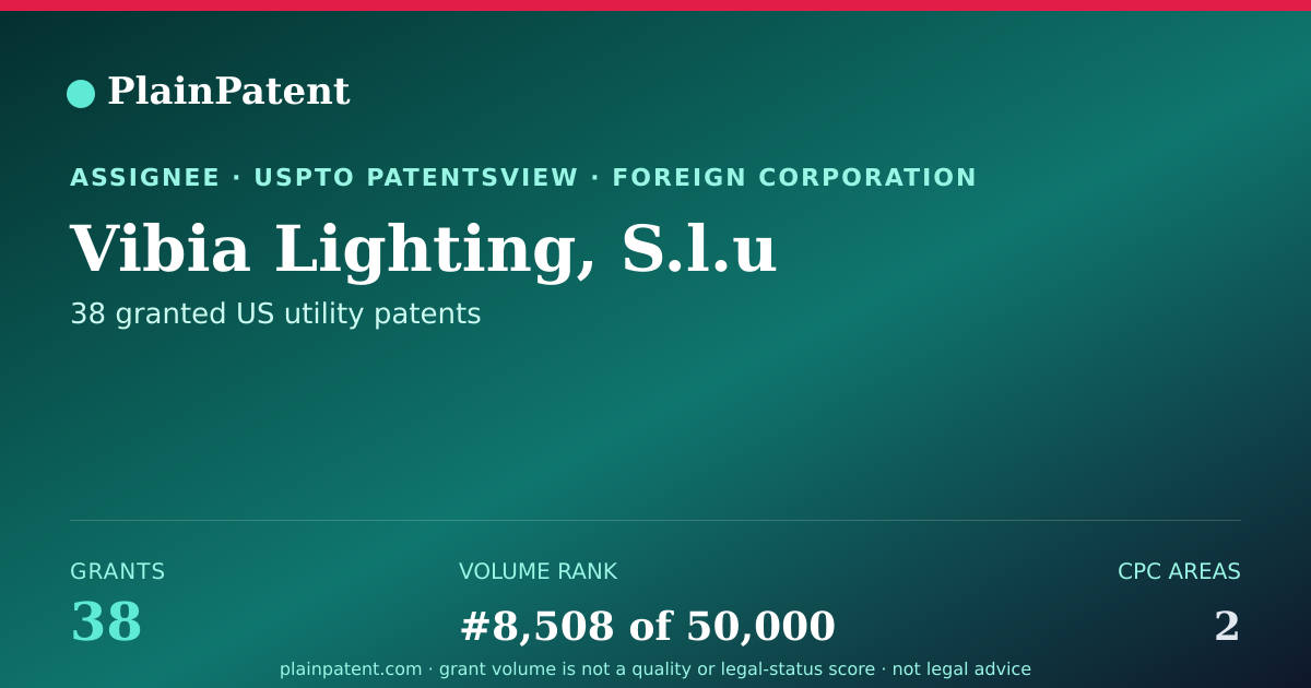 Shareable card for Vibia Lighting, S.l.u Patent Portfolio