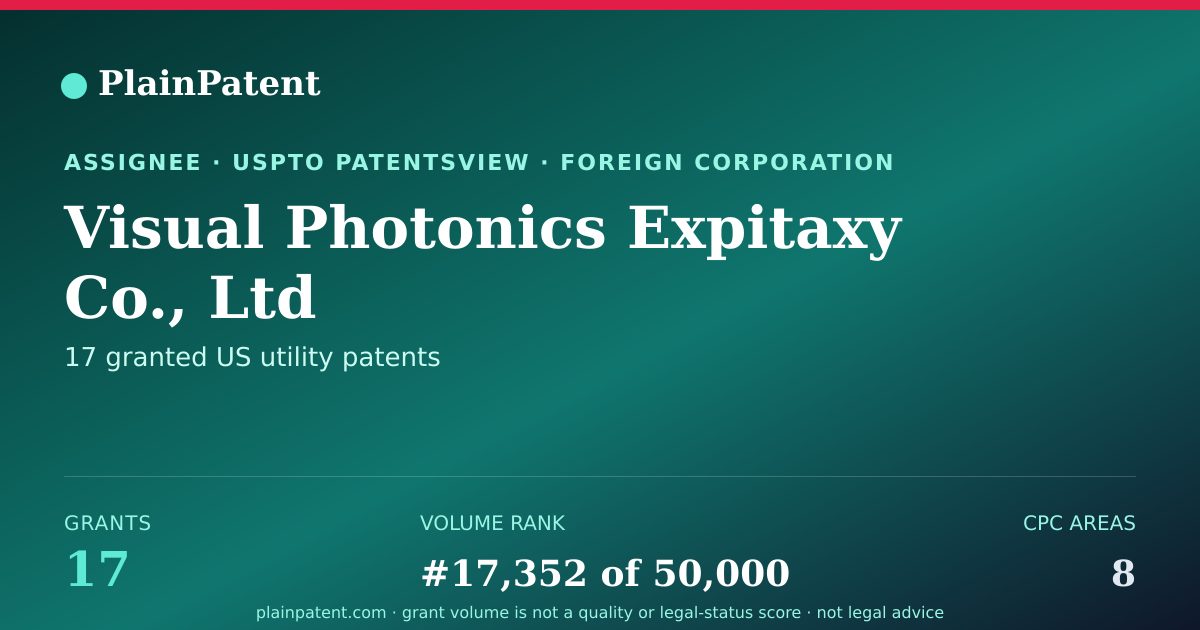 Shareable card for Visual Photonics Expitaxy Co., Ltd Patent Portfolio