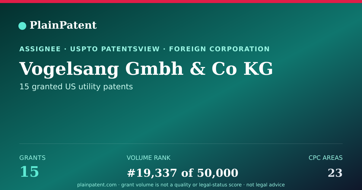 Shareable card for Vogelsang Gmbh & Co KG Patent Portfolio