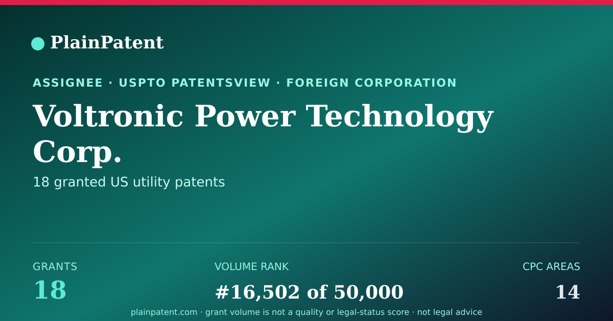 Shareable card for Voltronic Power Technology Corp. Patent Portfolio