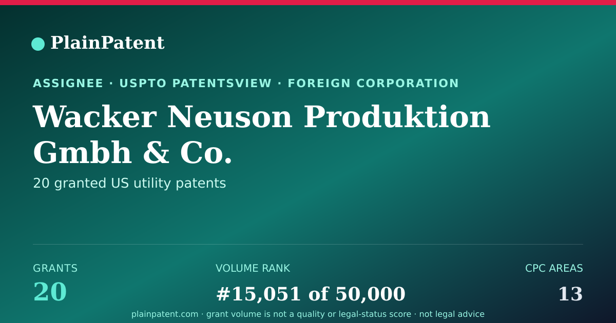 Shareable card for Wacker Neuson Produktion Gmbh & Co. Patent Portfolio