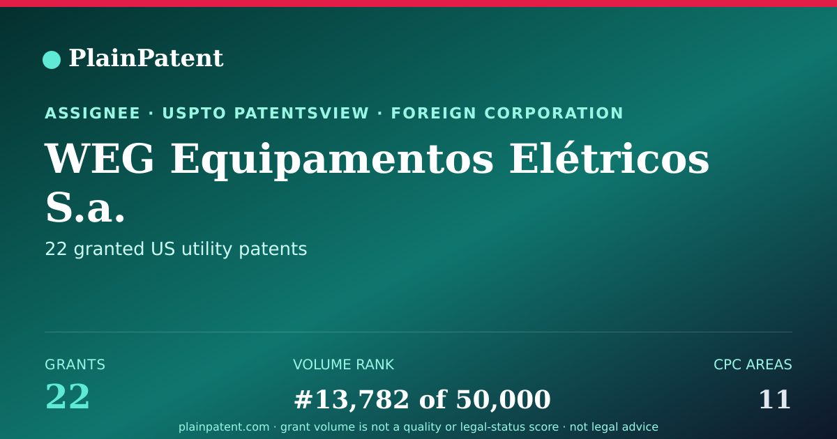 Shareable card for WEG Equipamentos Elétricos S.a. Patent Portfolio