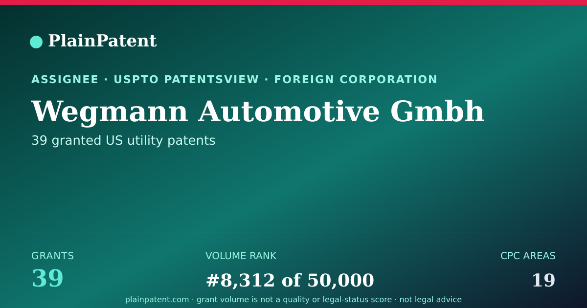 Shareable card for Wegmann Automotive Gmbh Patent Portfolio