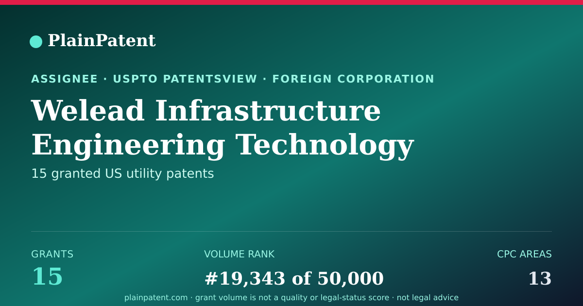 Shareable card for Welead Infrastructure Engineering Technology (zhengzhou), Ltd. Patent Portfolio
