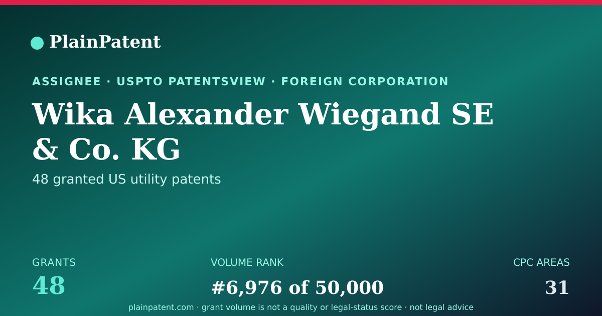 Shareable card for Wika Alexander Wiegand SE & Co. KG Patent Portfolio