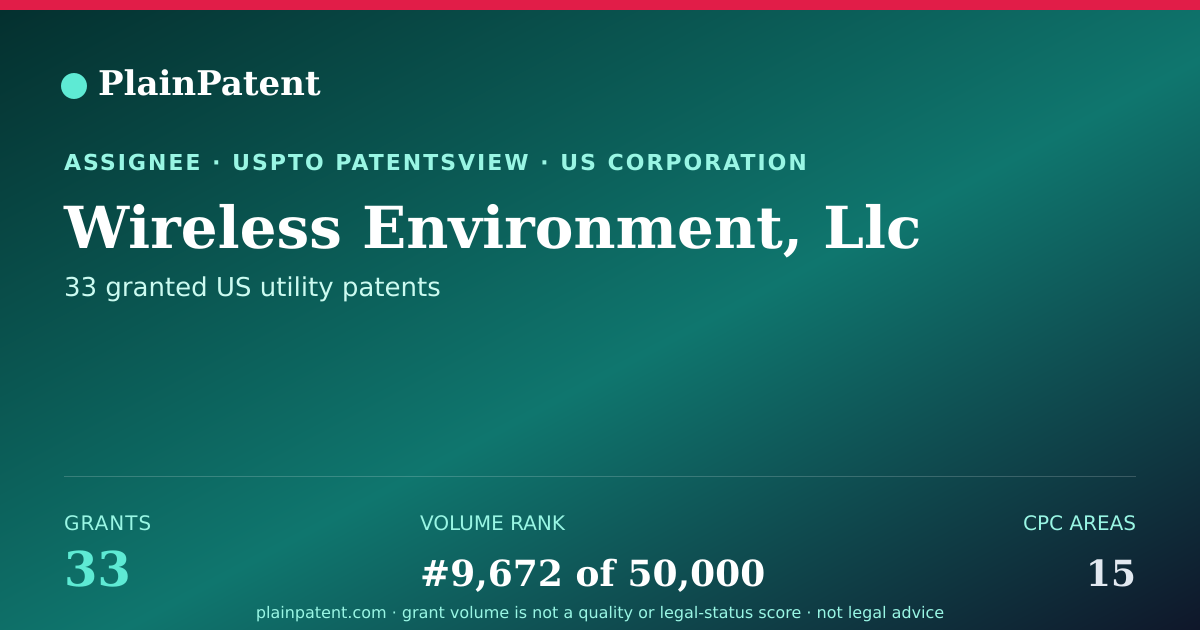 Shareable card for Wireless Environment, Llc Patent Portfolio