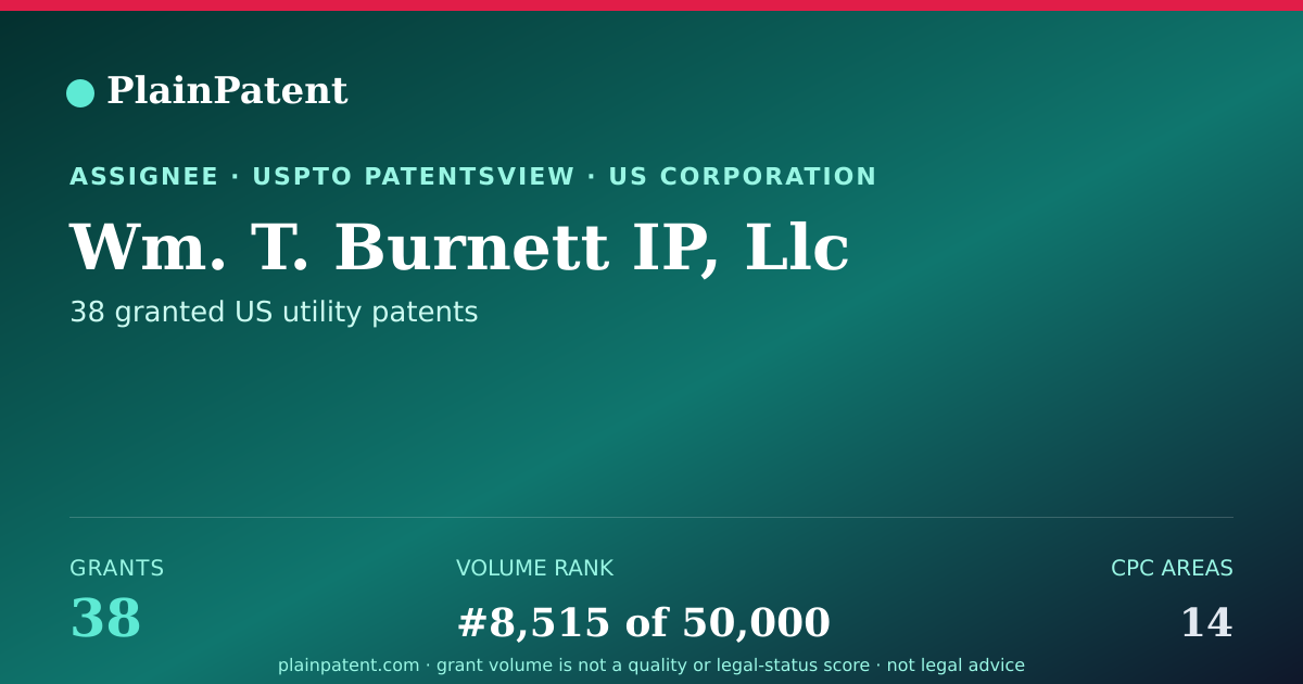 Shareable card for Wm. T. Burnett IP, Llc Patent Portfolio