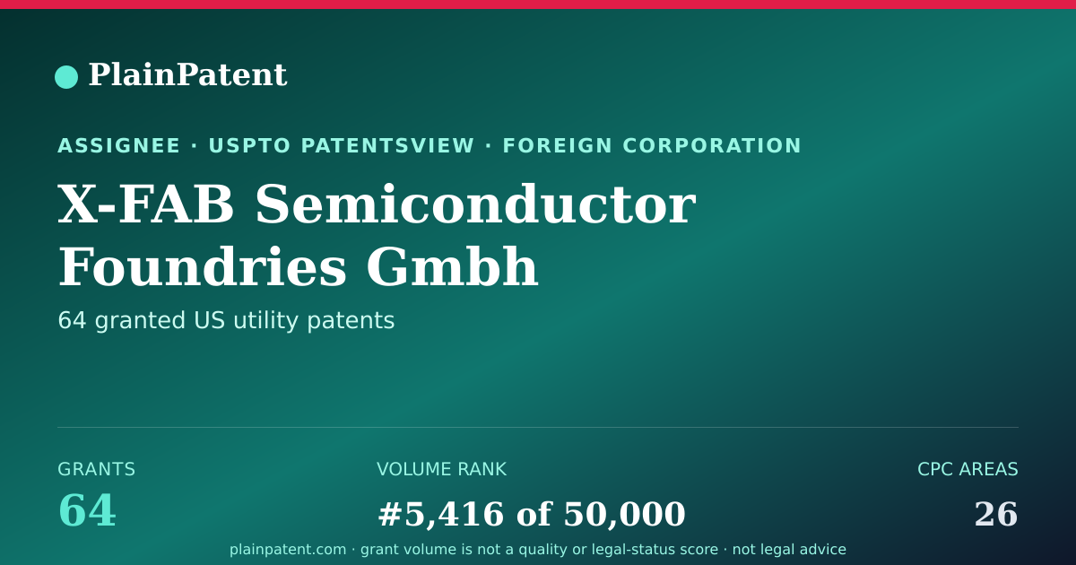 Shareable card for X-FAB Semiconductor Foundries Gmbh Patent Portfolio