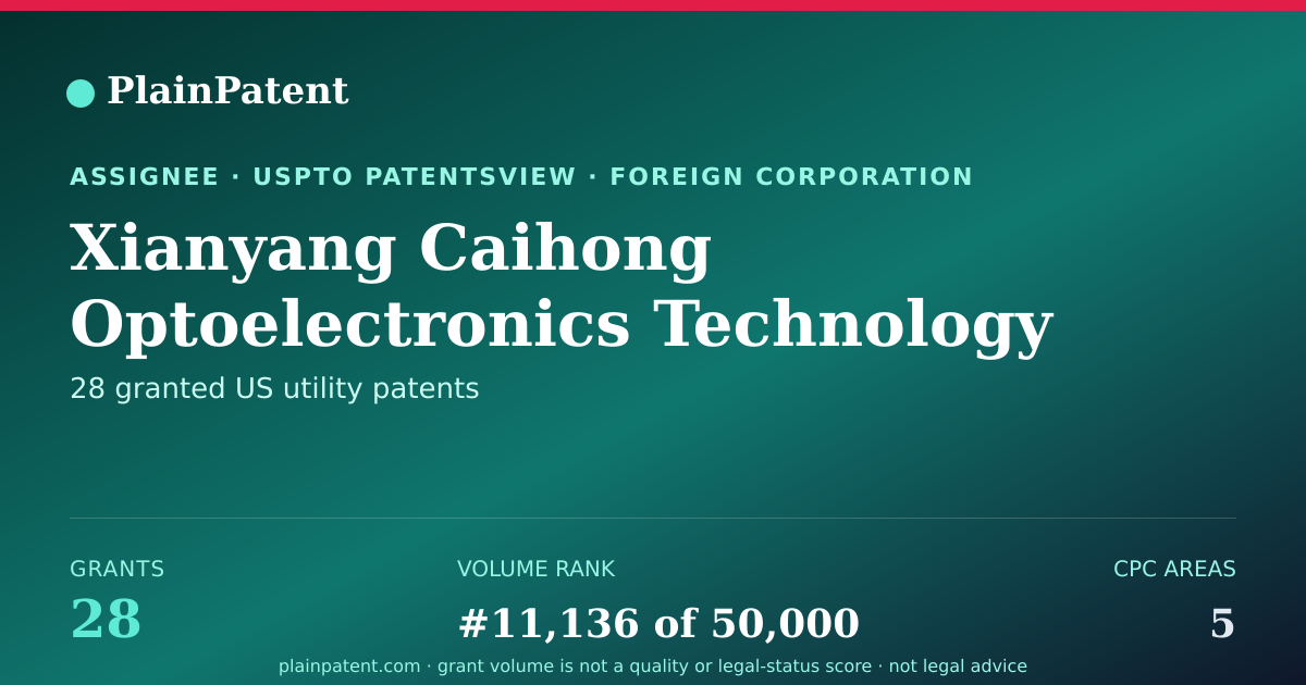 Shareable card for Xianyang Caihong Optoelectronics Technology Co., Ltd Patent Portfolio