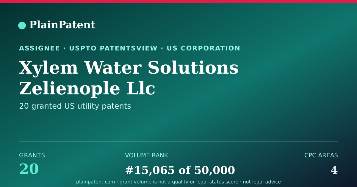 Shareable card for Xylem Water Solutions Zelienople Llc Patent Portfolio