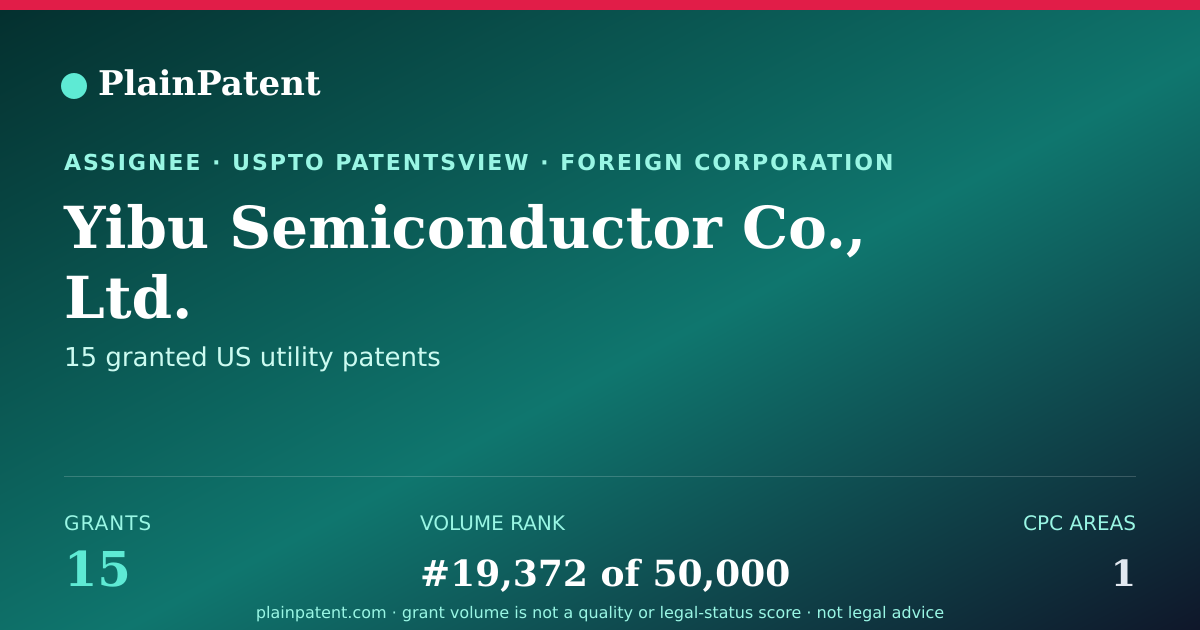 Shareable card for Yibu Semiconductor Co., Ltd. Patent Portfolio
